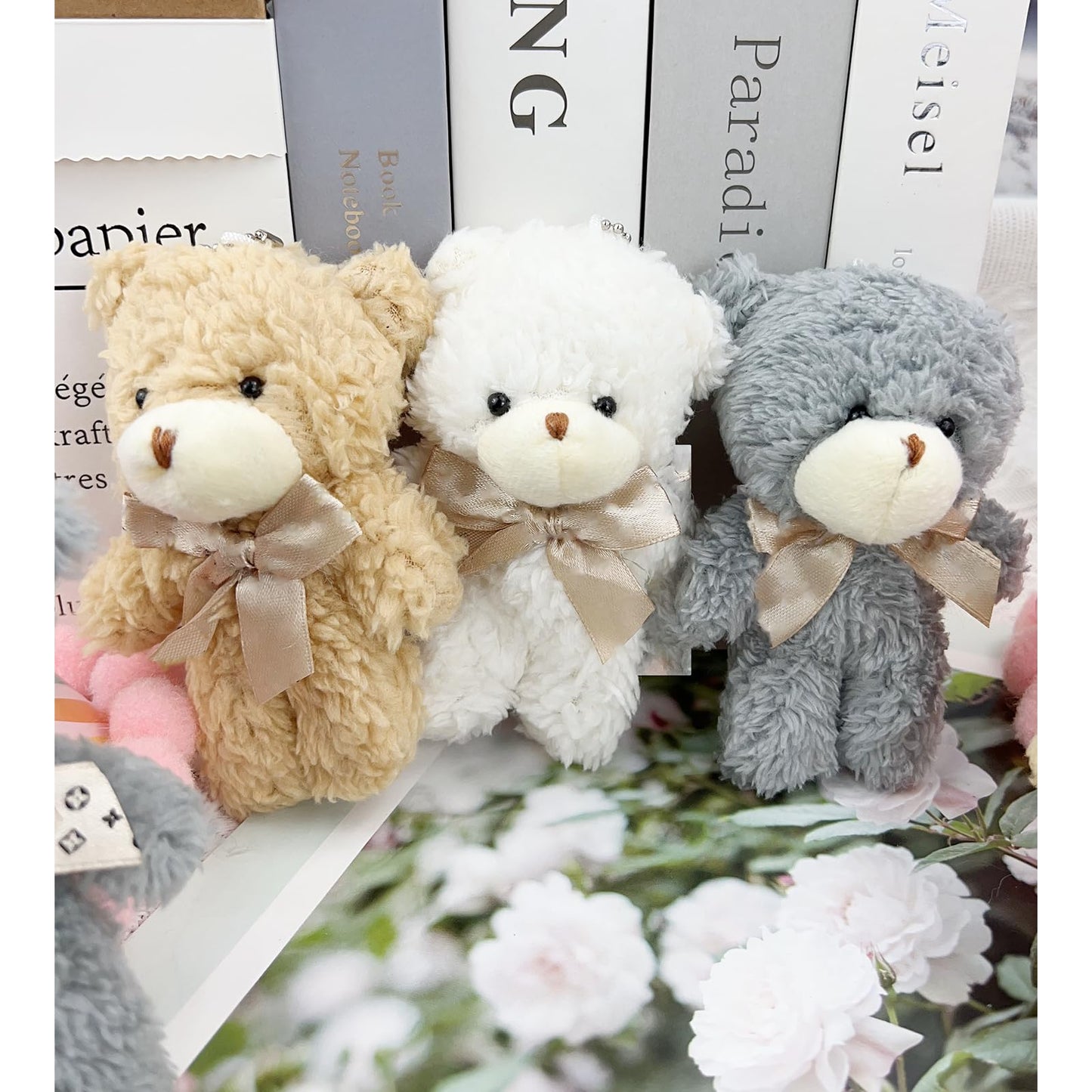 Yjubaoa 12 Pcs Mini Stuffed Teddy Bears 4.7 Inch Small Plush Teddy Bears Bulk For Diy Keychain Birthday Christmas Party Favor (W