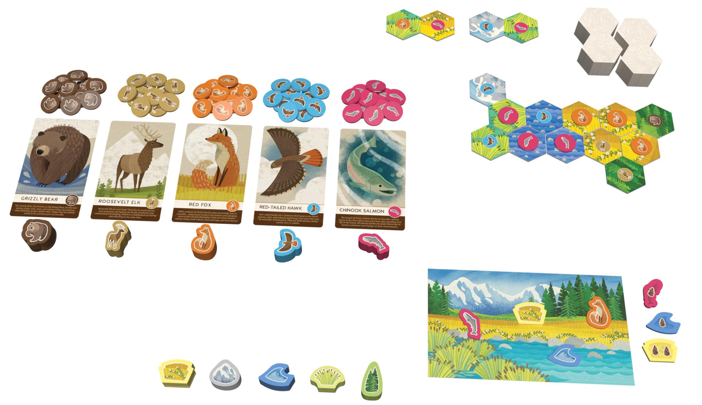 AEG Cascadia Junior Board Game - 2-4 Players, Ages 6+, Cardboard, Blue, Model AEG-1023