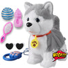 Walking Barking Singing Husky Puppy Toy, Repeats What You Say, Realistic Licking Tongue Wagging Tail Mechanical Dog With Electronic Touch Or Handle Control, Interactive Musical Plush Pet For Kids