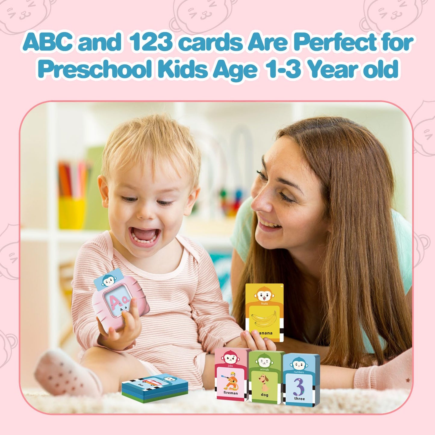 U-Learner Talking Flash Cards For Toddlers 1 2 3 4 5 6 Years Old, Pocket Speech For Toddlers, Clear Voice & Thick Preschool Flas