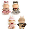 (4-Pack) 17cm Clothes Set Black Plaid Outfit & Pink Plaid Dress Set with Bow Clip and Metallic Details Cute Pink Clothing Knitted Doll Clothes with Hat & Crossbody Bag for 17cm Doll