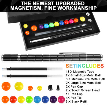 Moonhua Magnetic Pen Fidget Toy, Magnet Metal Black Writing Pen Toy For Anxiety Relief, Diy Multifunctional Decompression Pen For Kids Adults, Idea Gift For Christmas Classroom Teens Party Supplies