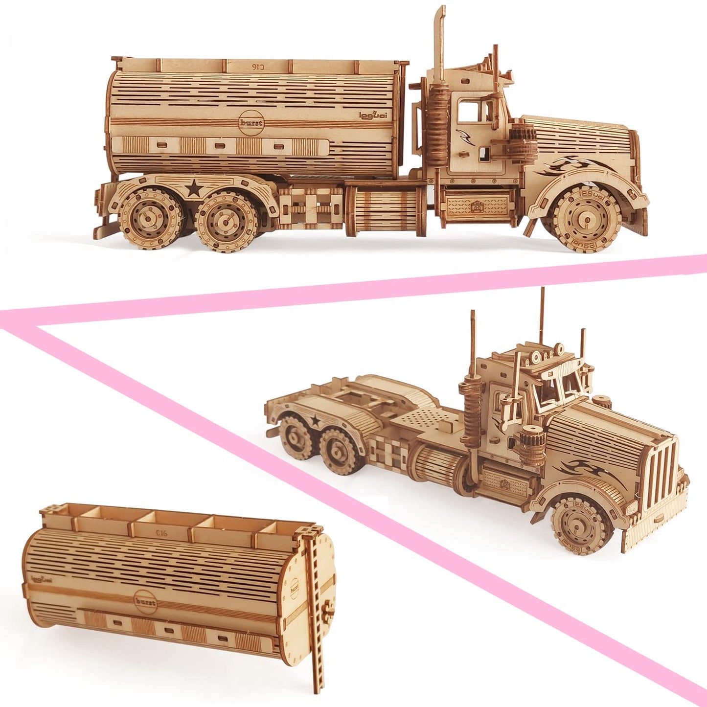 3D Wooden Puzzle - Wood Mechanical Tank Truck Model Kits - Coin Bank Crafts Model - Wooden STEM DIY Brain Teaser Puzzles Birthday for Kids and mature-themeds Teens Boys Girls