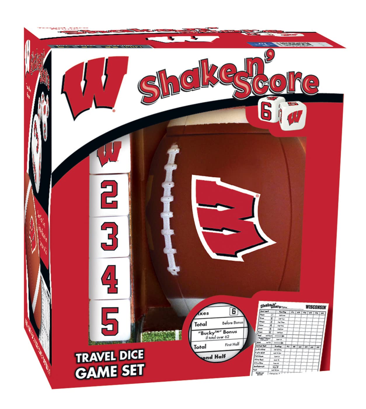 Masterpieces Game Day - Ncaa Wisconsin Badgers - Shake N' Score Dice Game