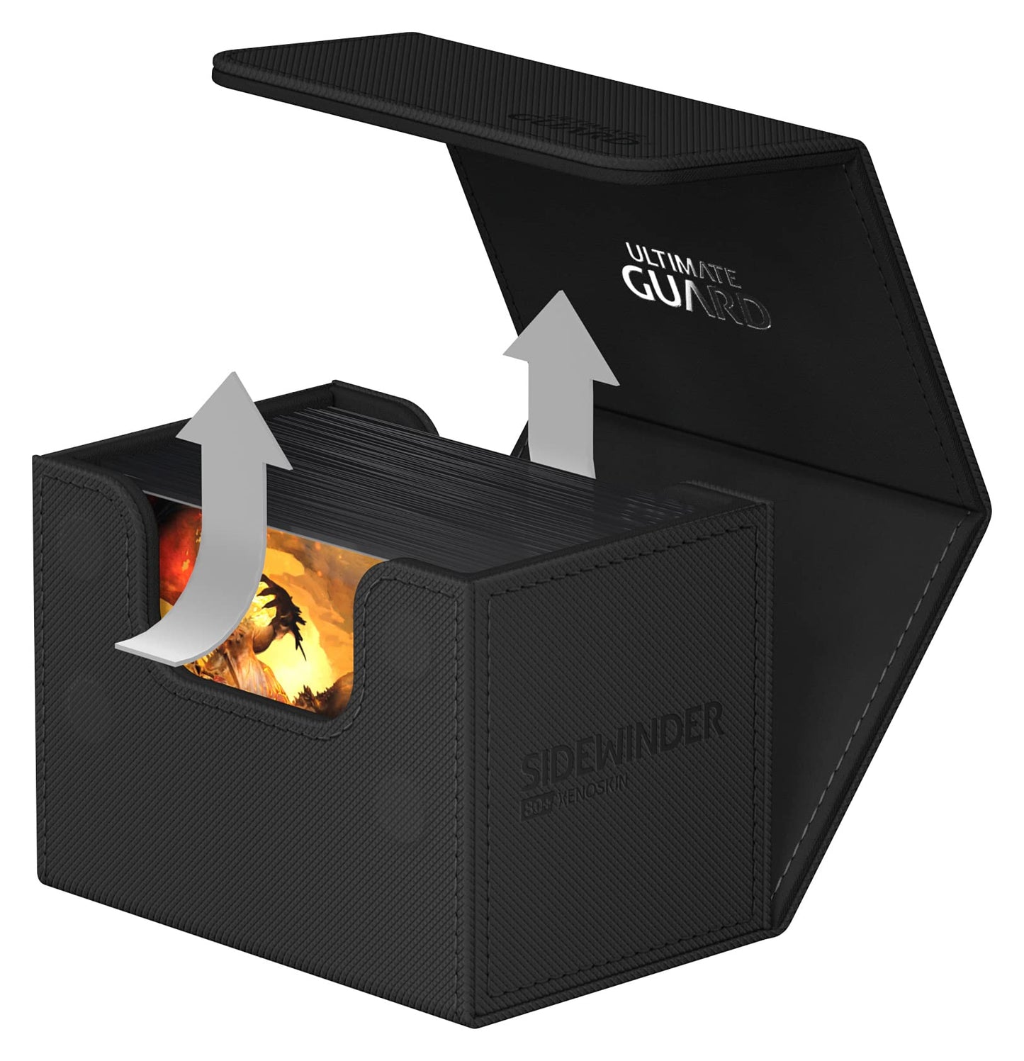Ultimate Guard Sidewinder 80+, Deck Box For 80 Double-Sleeved Tcg Cards, Black, Magnetic Closure & Microfiber Inner Lining For Secure Storage