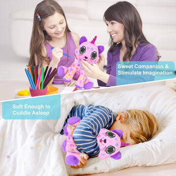 Drawmytoy Coloring Plush Toy With 12 Washable Markers For Little Girls Doodle Dolls Arts And Crafts Soft Diy Washable Doodle Stu