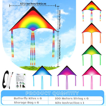Halloscume Large Delta Kites for Adults Easy to Fly 57.1 Inch with 328.1 ft String Rainbow Beach Delta Kites for Beginner Outdoo