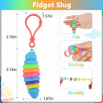 12 Pcs Sensory Slug Toys, Articulated Stretch Caterpillar Toy, Anxiety Relief Fidget Slug Toy, Novelty Party Favors For Kids.