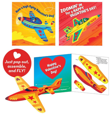 Playhouse Pop Out Paper Airplanes 28 Card Super Valentine Exchange Pack For Kids