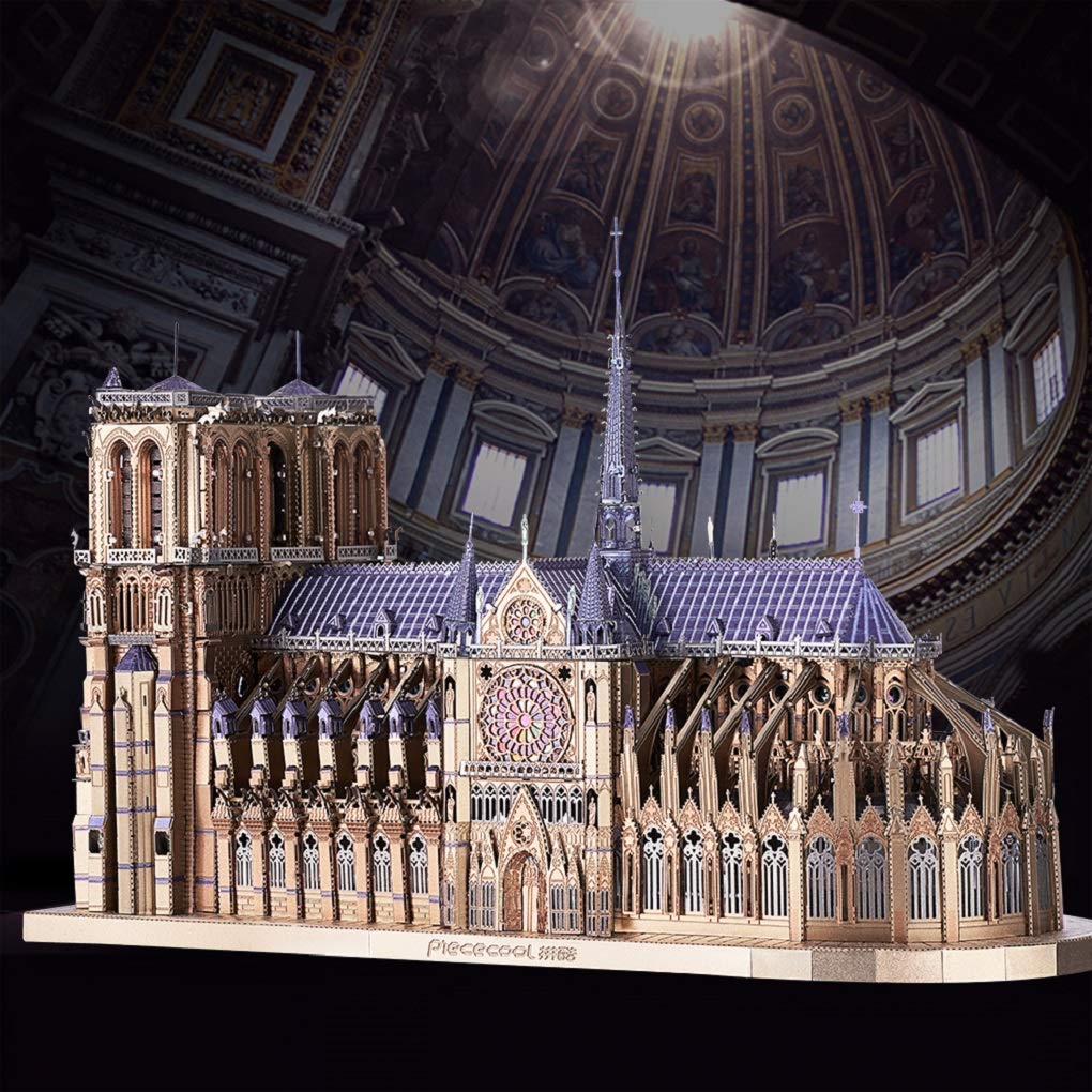 Piececool 3D Metal Puzzles For Adults And Teens, Notre Dame De Paris Church Metal Model Kit, Challenge French Cathedral Brain Te