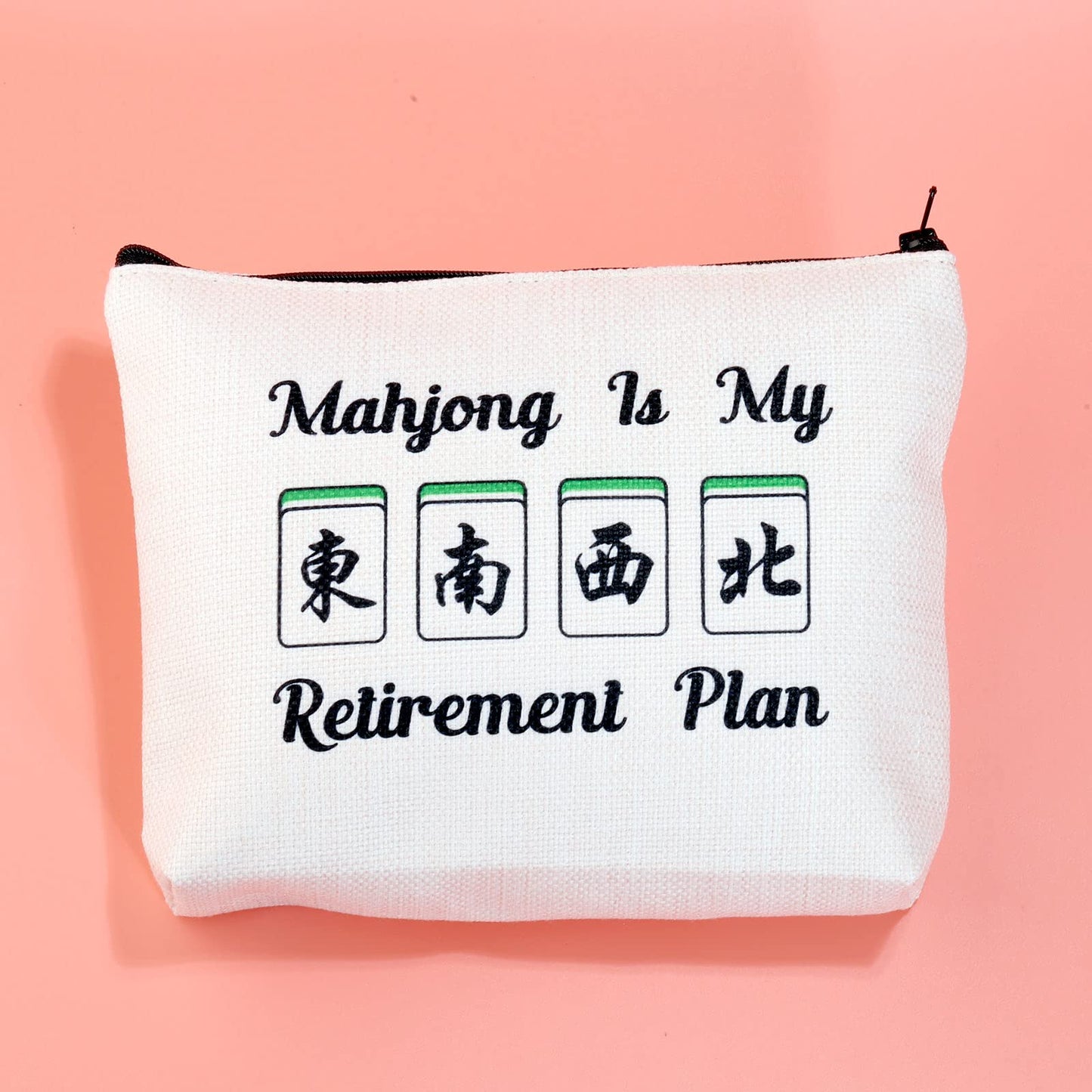 Jxgzso Novelty Mahjong Cosmetic Bag Mahjong Lover Gift Mahjong Is My Retirement Plan Board Game Zipper Purse Gift Lucky Mahjong