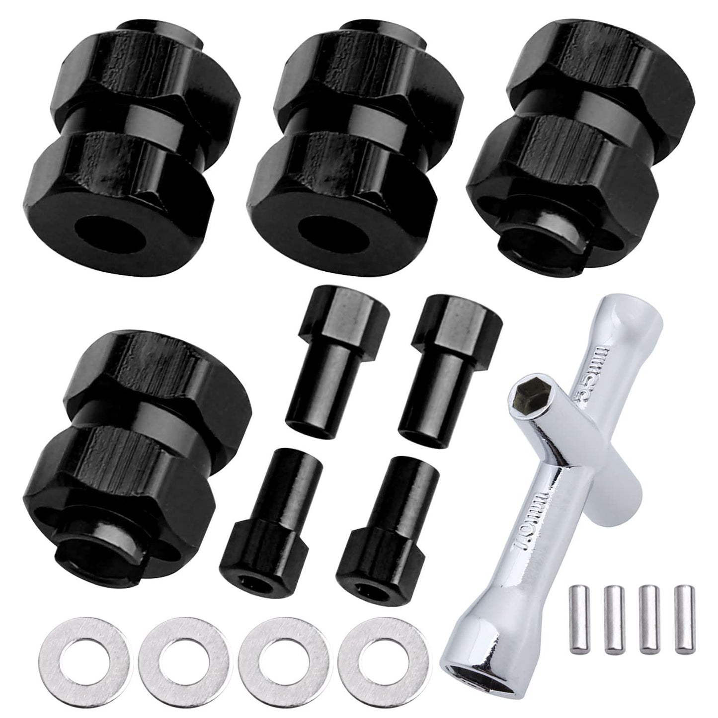 4 Pieces Aluminum Extended 7mm Hex Wheel Hubs 8mm Thick Wheel Spacers Offsets for Axial SCX24 AXI90081 Deadbolt AXI00002 Jeep Wr