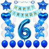 Huture 6 Birthday Party Supplies Blue Number 6 Foil Balloon Happy Birthday Banner Kit 6Th Birthday Decoration White Blue Latex C