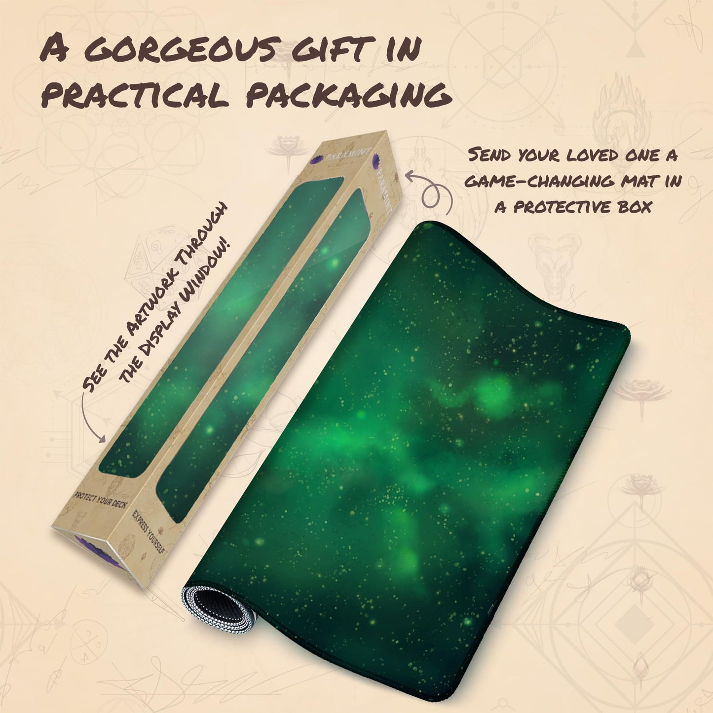 Paramint Cosmic Green (Stitched) - MTG Playmat - Compatible with Magic The Gathering Playmat - Play MTG, YuGiOh, TCG - Original