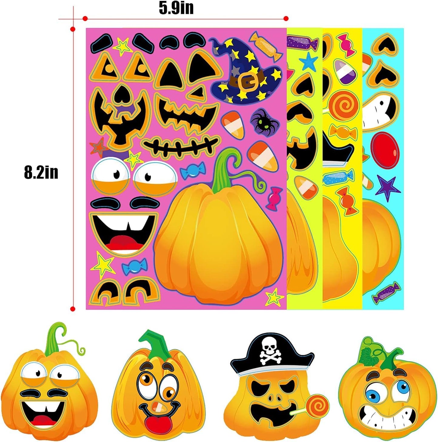 40 Sheets Halloween Party Games Stickers For Kids Make Your Own Jack-O-Lantern Stickers, Kids Halloween Activities Stickers Pumpkin Face Stickers For Kids Halloween Party Favors