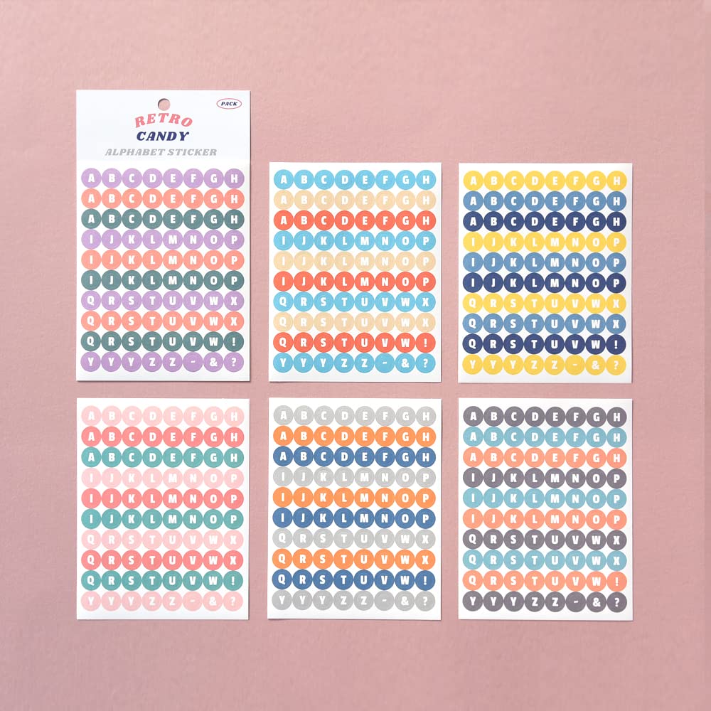 Monolike Retro Candy Alphabet + Number Stickers Set - 12 Design Stickers, 36 Sheets In Total