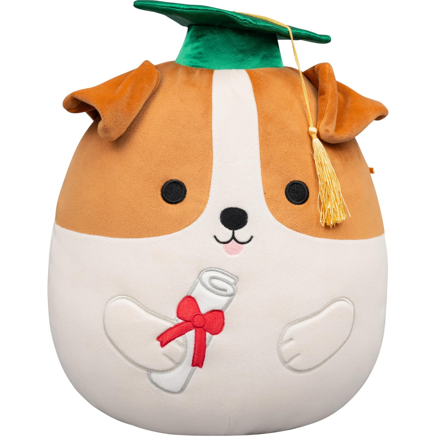 Squishmallows Original 12in Brenden the Jack Russell Terrier in Graduation Cap - Official Jazwares Plush (Medium-Sized)
