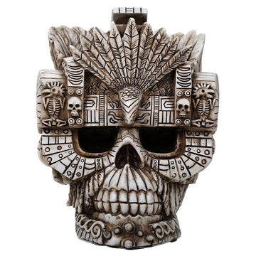 Pacific Giftware Montezuma Aztec Ruler Skull Collectible Figurine Antique Skull Bone Finish 6 Inch L