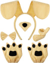 Syhood Puppy Dog Costume Set Kids Dog Ears Headband Bowtie Nose Tail Paw Gloves Dog Animal Costume Accessories For Carnival(Ligh