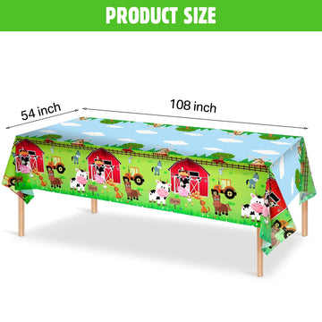 Kasyat Farm Animals Party Tablecloth Farmhouse Disposable Plastic Table Cover Barnyard Farm Animal Theme Party Decorations For Picnics Baby Shower Boys Girls Birthday Party Supplies, 108 X 54 Inch