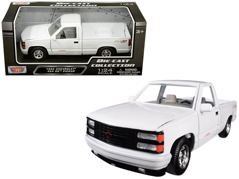 1992 Chevrolet 454 Ss Pickup Truck White 1/24 Diecast Model Car By Motormax
