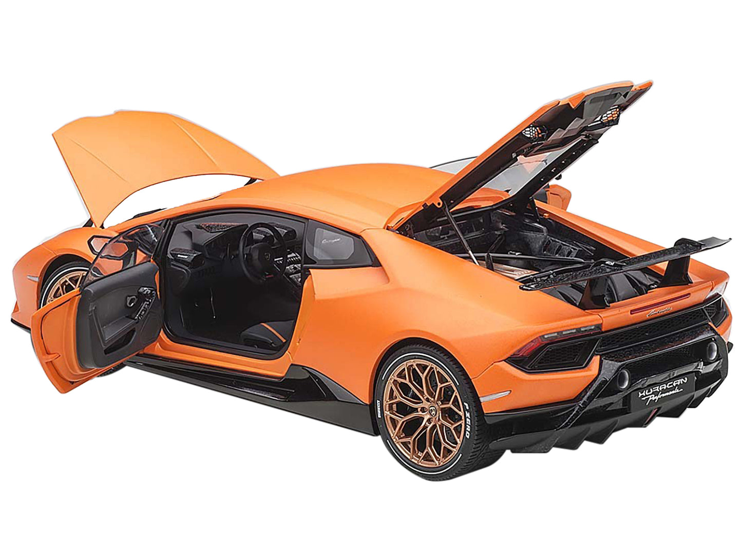 Lamborghini Huracan Performante Arancio Anthaeus / Matt Orange With Gold Wheels 1/18 Model Car By Autoart
