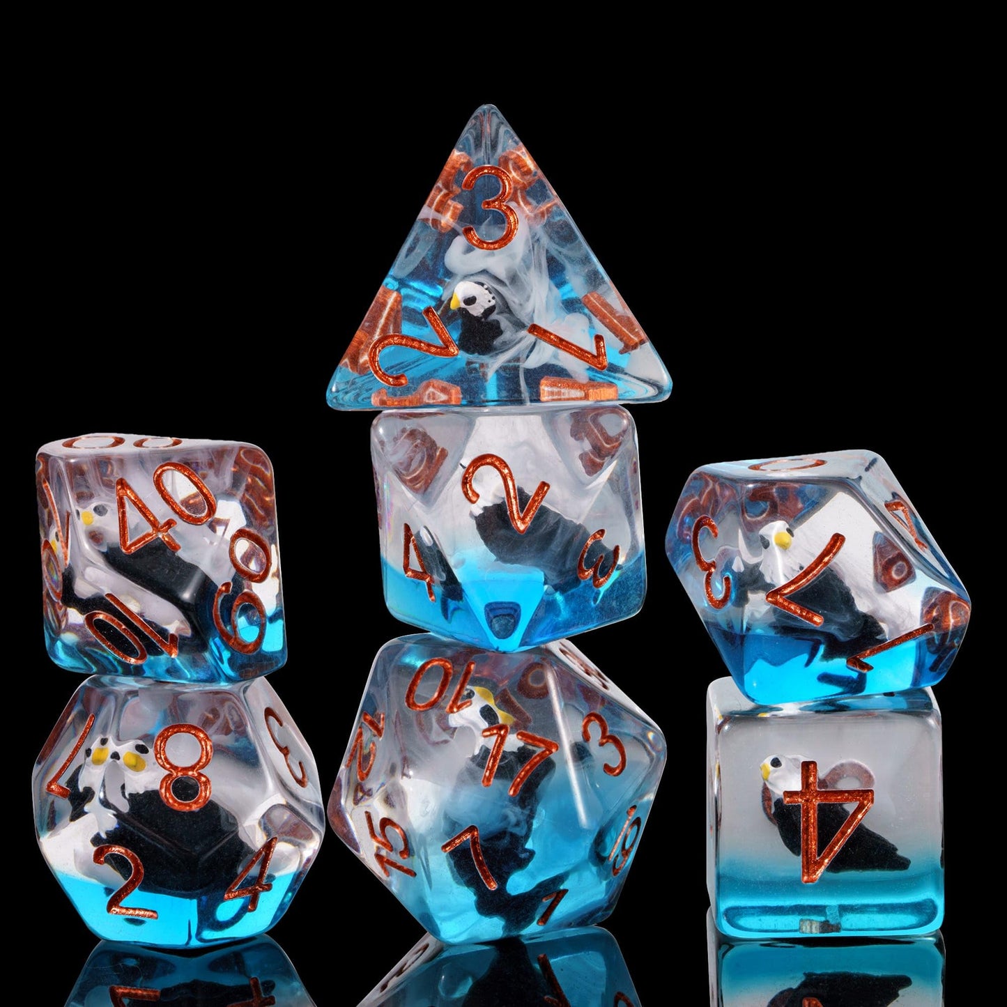 Cusdie 7-Die DND Dice Polyhedral Dice Set Filled with Animal for Role Playing Game D&D Dice (Bald Eagle)-New