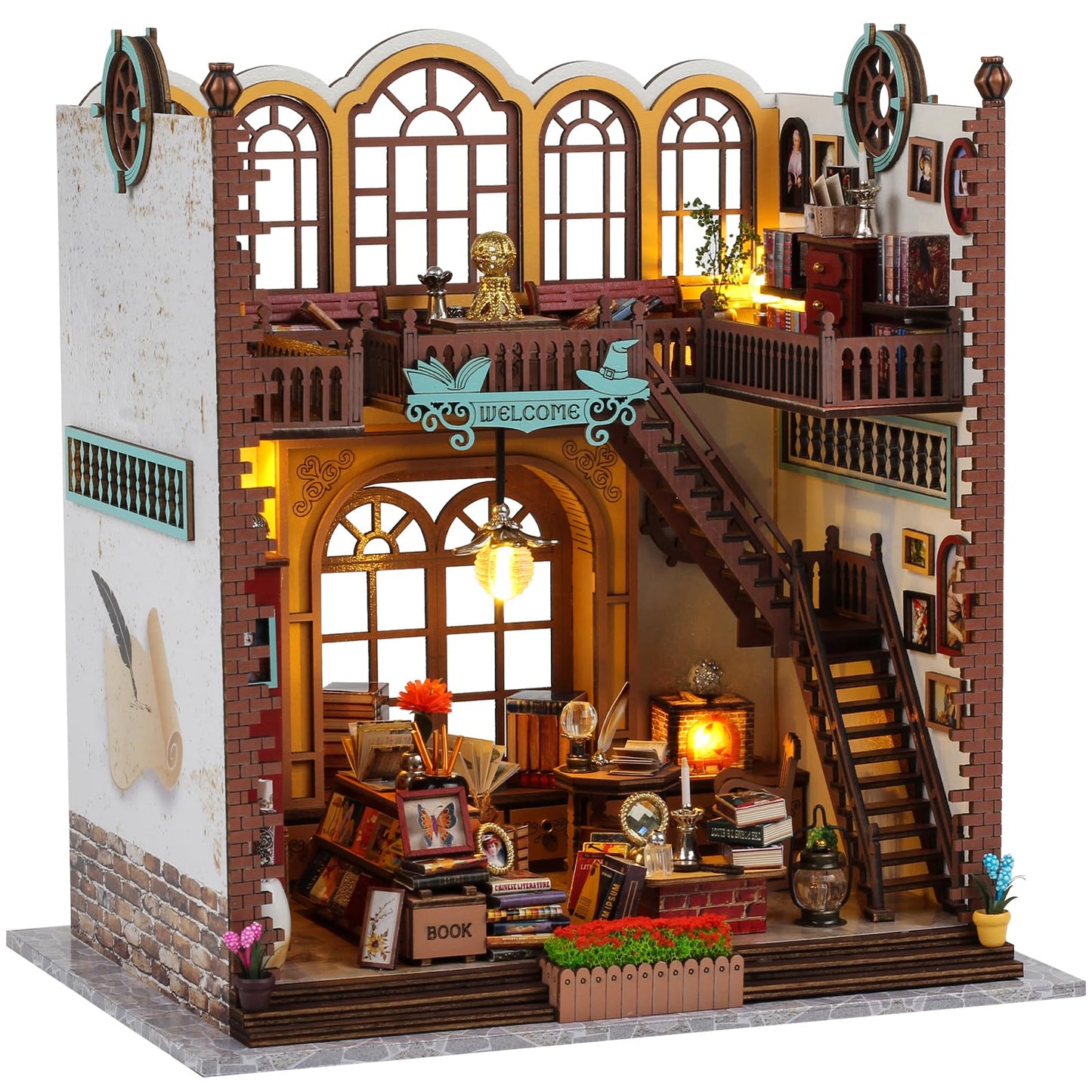 Diy Book Nook Kits - Dollhouse Booknook, Book Nook Miniature Kit For Bookshelf Insert Decor Crafts For Adults - Bookends Model B