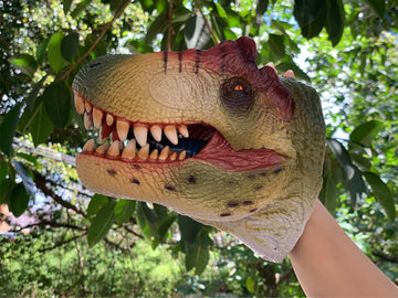 Gemini&Genius Dinosaur Hand Puppets Scary Toys Soft Rubber Animal Head Puppets Swimming Pool Beach Bathing Role Play Toys For Ki