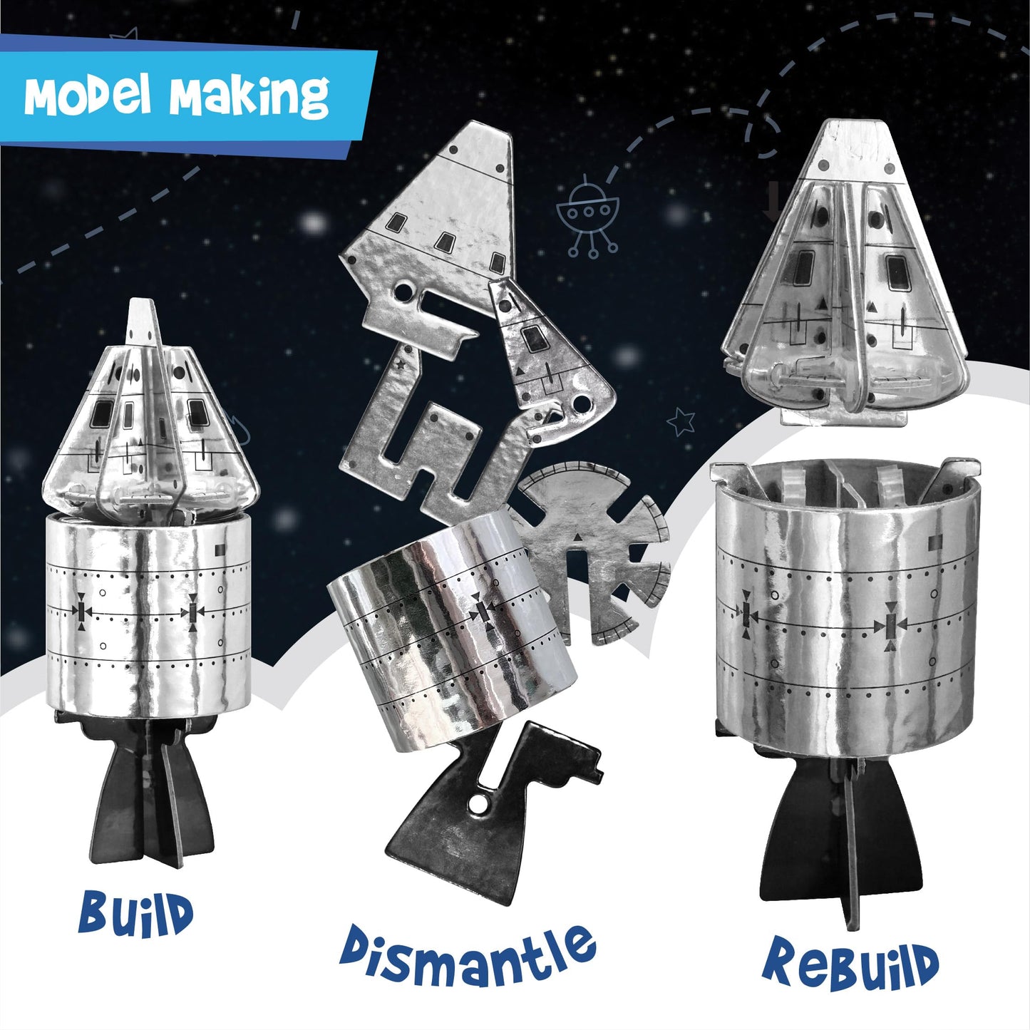Imagimake Mapology Man'S Journey To Moon | Nasa Mission Apollo 11 | Rocket & Satellite Model Making Set | Space Toys For Ages 8-13 | Educational Science Kits For Kids Age 8-12 | Gifts For Boys & Girls