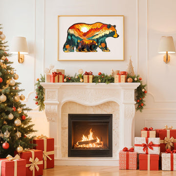 Wooden Puzzles for mature-themeds - Bears in The Forest Wooden Jigsaw Puzzle Unique Animal Shaped Wood Puzzles mature-themed Christmas Birthday Gifts for Friends/Family Home Decor 9.7 * 5.2in 80pcs