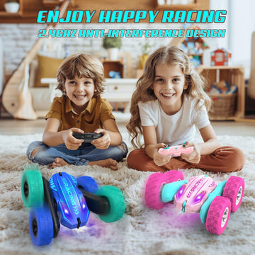 Paaxido Remote Control Car For Girls, Rc Car For Girls, 360 Stunt Rotating Double-Sided Race Remote Cars With Headlights, Fun To