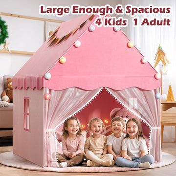 Eaglestone Kids Play Tent With Star Light, Padded Mat,Toddler Tent Indoor,Playhouse For Toddlers, Boys, Girls, Neutral Color, Indoor Bed Tent Gift Toy (Pink)