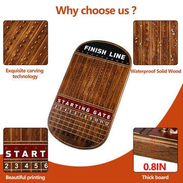 Medikaison Large 21 Inches Horse Race Board Game Thickened Wood Finish Line Horse Racing Game For Friend'S Party Included 11 Met