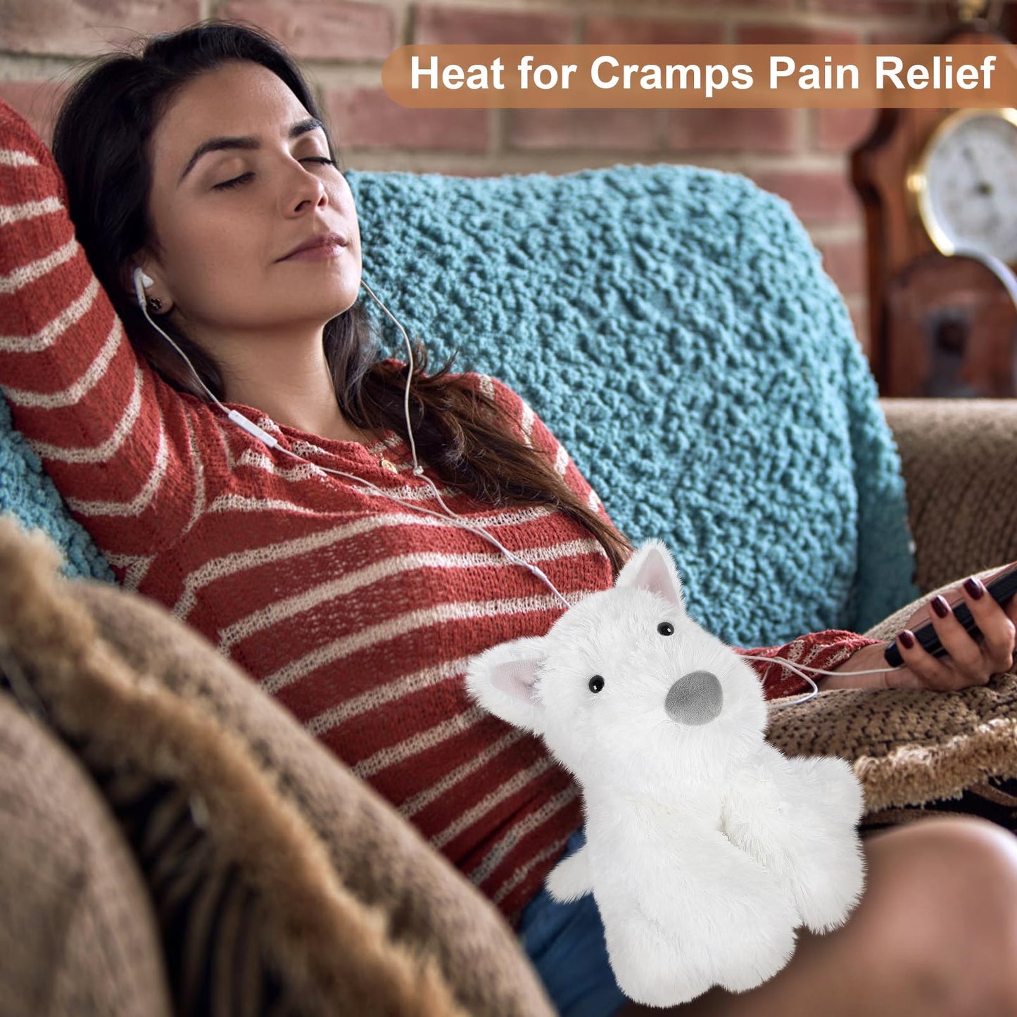 Suzzipals Warmable West Highland White Terrier Dog Stuffed Animals, Microwavable Stuffed Animal Heating Pads For Cramps & Pain,