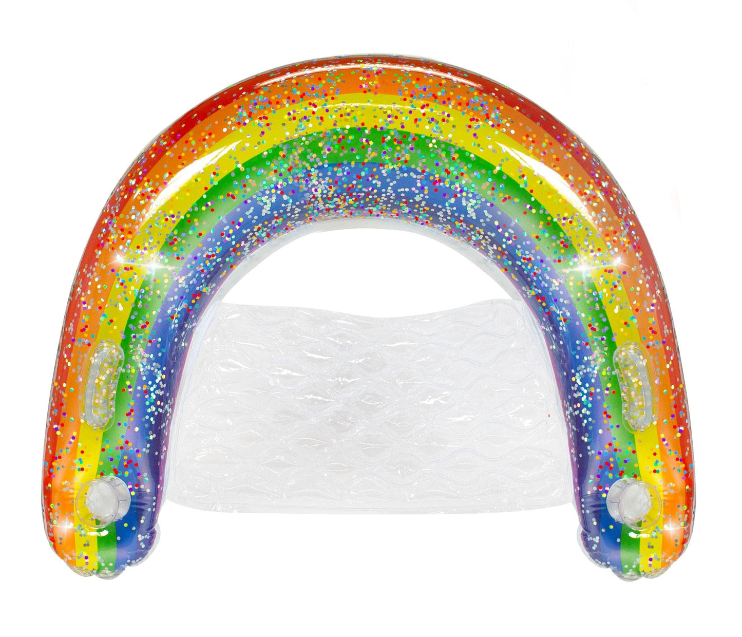 Poolcandy Sun Chair Water Raft, Multiple Chair Styles (Rainbow Glittered Sun Chair Pool Float)