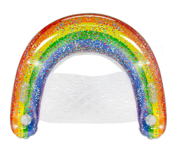Poolcandy Sun Chair Water Raft, Multiple Chair Styles (Rainbow Glittered Sun Chair Pool Float)