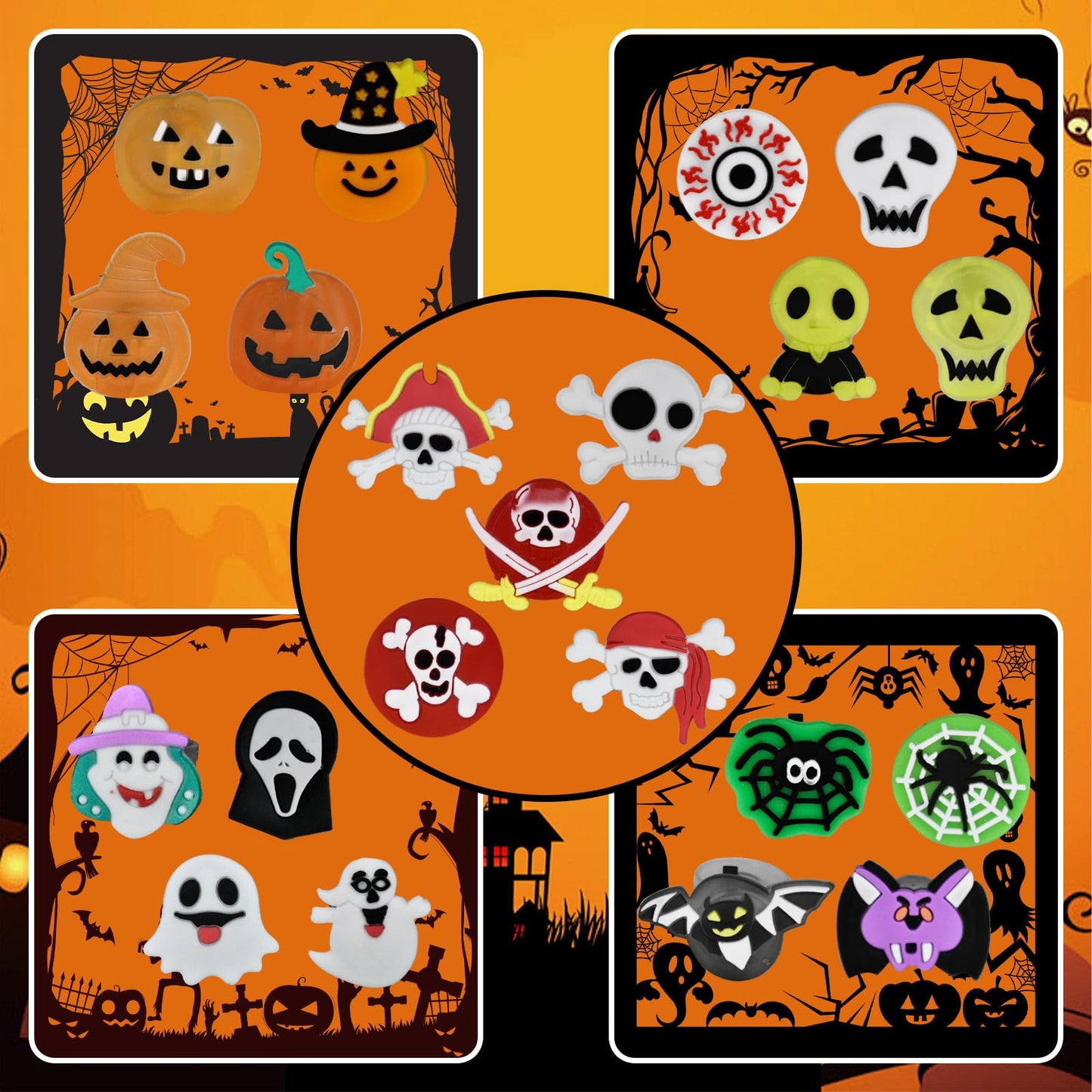Qvatoxis Halloween Light Up Glowing Rings 50PCS Halloween Party Favors LED Rings Halloween Flashing Glowing Finger Rings Fun Toy
