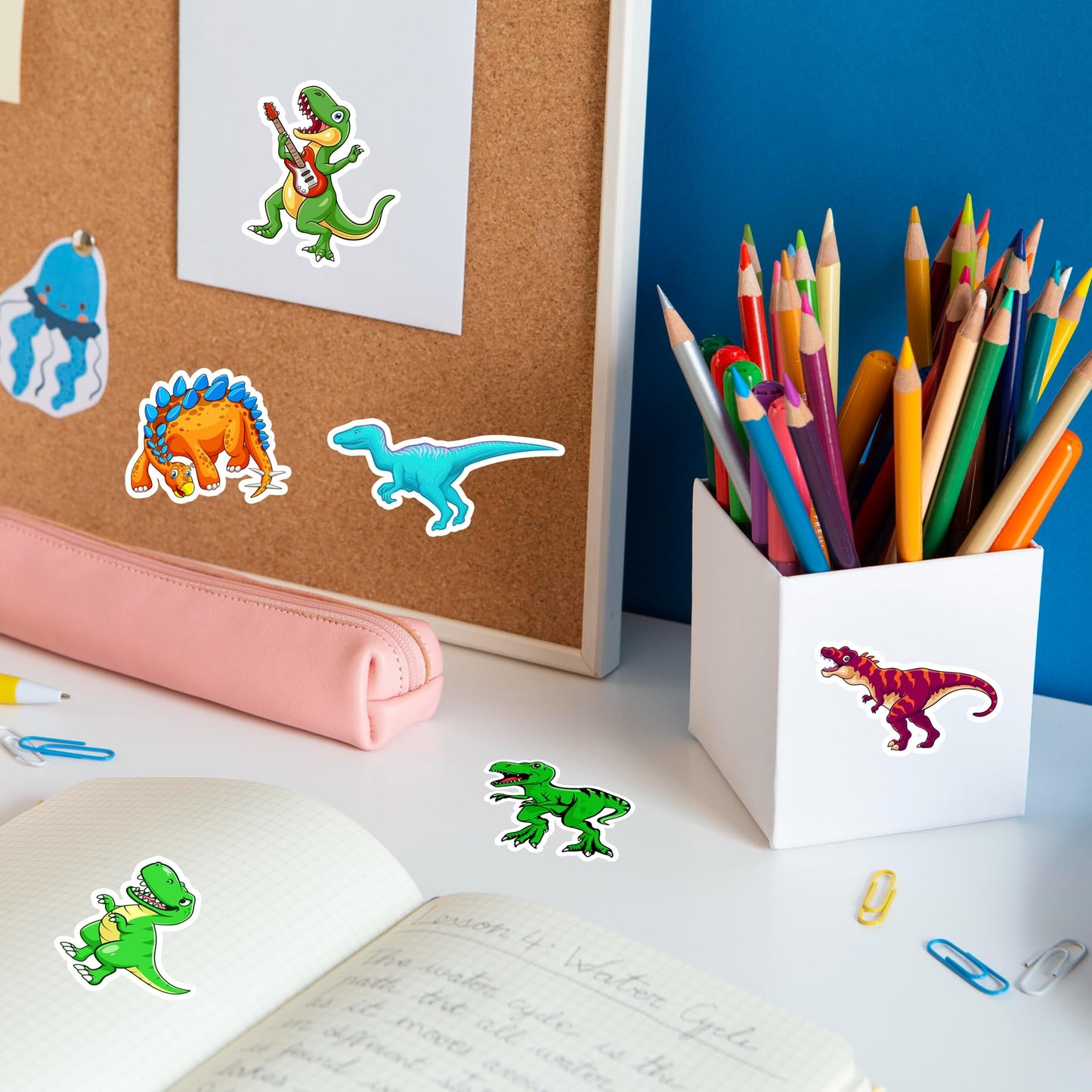 Karslora 105Pcs Dinosaur Stickers, Cute Dino Stickers For Kids, Dinosaur Stickers For Water Bottles,Teacher Reward Stickers, Din