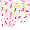 AellasNervalt 3Pcs Preppy Pink Lighting Bolt Party Tablecloths Plastic Rectangle Table Covers Disposable Y2k Tablecloth for Girl