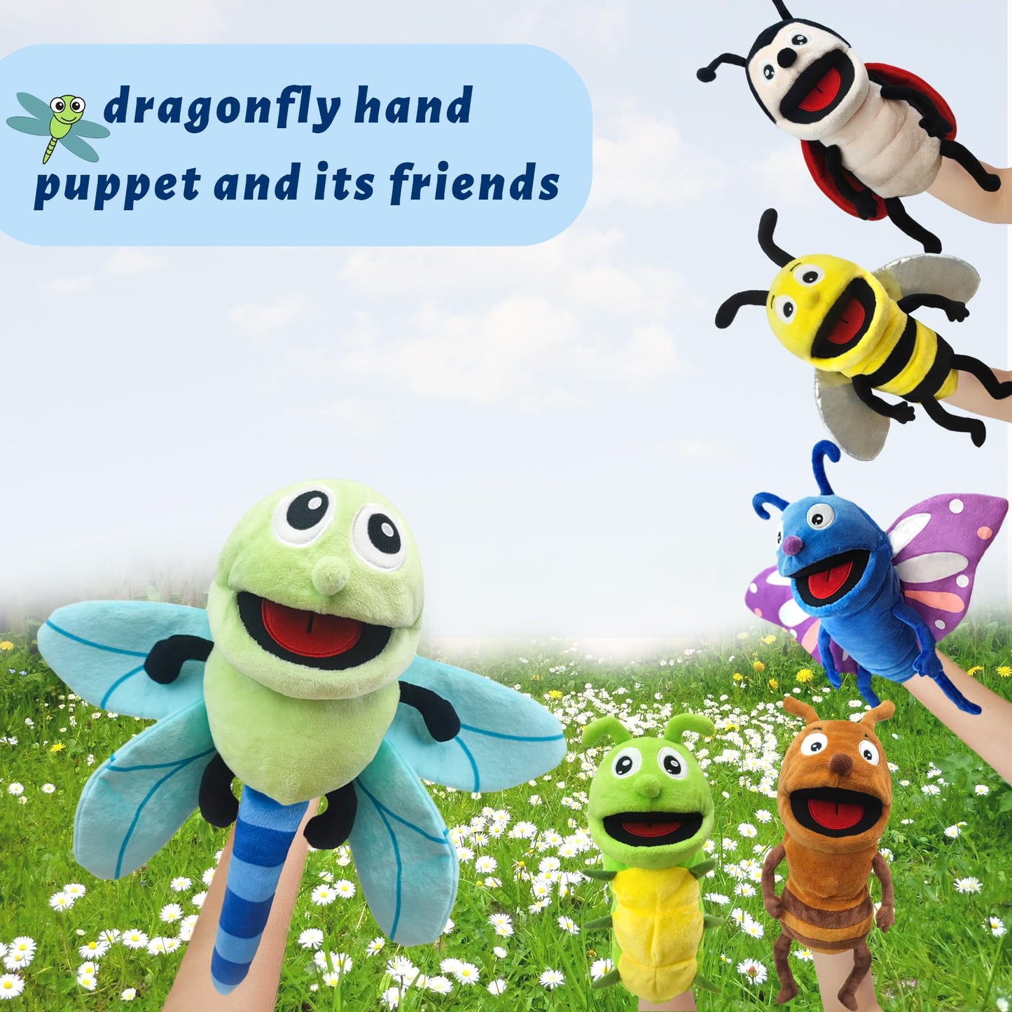 Justqunseen Hand Puppet Realistic Plush Puppet 13'',Insect Animal Puppets For Kids Insect Stuffed Animal Hand Puppet With Moveab
