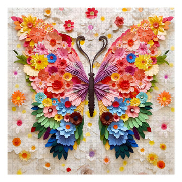 Butterfly Puzzles For Adults 1000 Pieces, Challenging Colorful Flower Butterflies Puzzles Puzzle With Paper Art, Difficult Anima