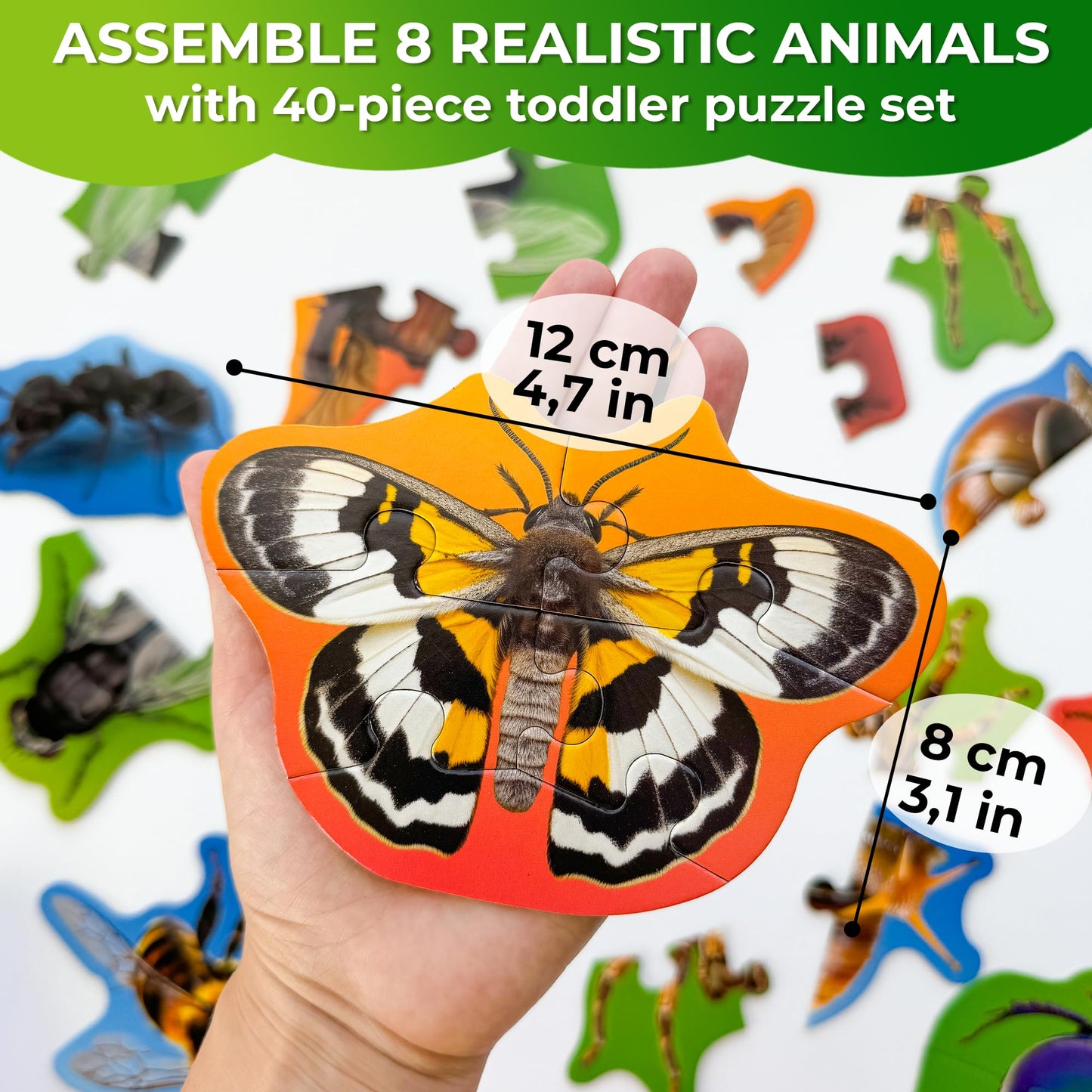 Quokka Toddler Puzzles Ages 2-4 - Large Floor Puzzles For Kids 3-5 - 8 Realistic Animal Shapes | Extra Thick Cardboard | Prescho
