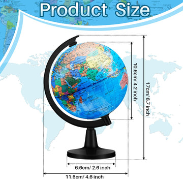 Henoyso 6 Pcs 4.6'' World Globe for Kids Learning Mini Desk Classroom Decorative Earth Globes with Black Stand Educational Rotat