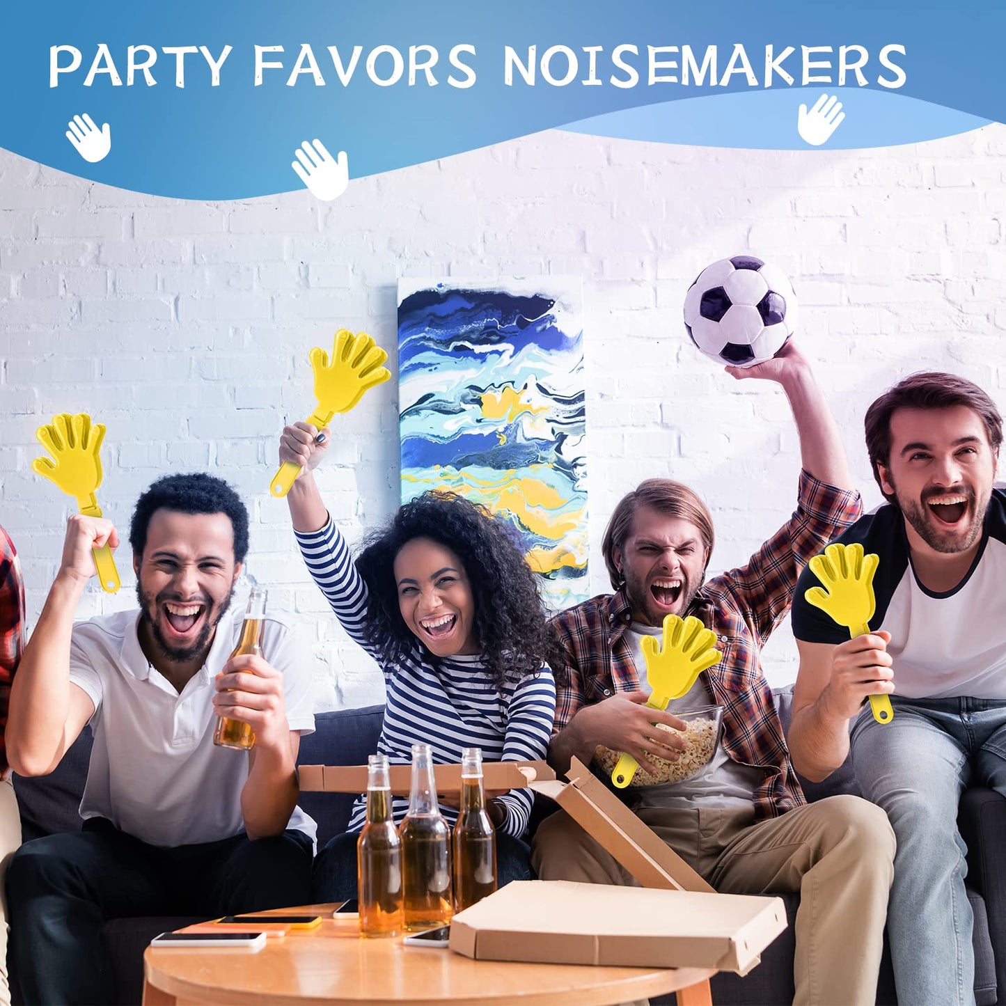 Zcysrlqin 24 Pcs Sunburst Yellow Hand Clappers 7.5 Inch Clappers Noisemakers Noise Makers Party Favors Plastic Clapper Sporting