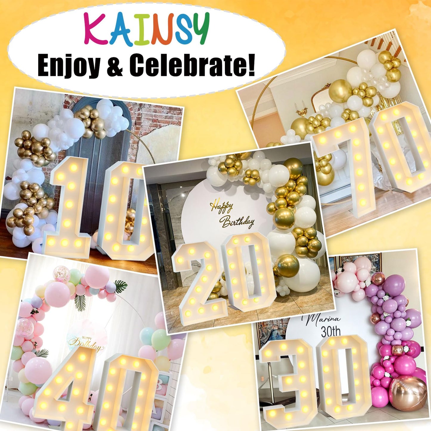4Ft Light Up Numbers 50 Mosaic Numbers Marquee Frame With Slots For 50Th Birthday Party Large Cardboard With Light Bulbs Pre-Cut Kit Giant Cut-Out Thick Foam Board Sign Diy Decorations Anniversary