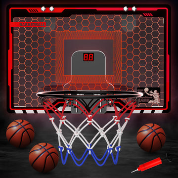 Hoperock Indoor Basketball Hoop, Over The Door Mini Basketball Hoops For Kids, With Led Light And Scoreboard, Birthday Gifts For 5 6 7 8 9 10 11 12 Years Old Boys Girls, Sports Toys