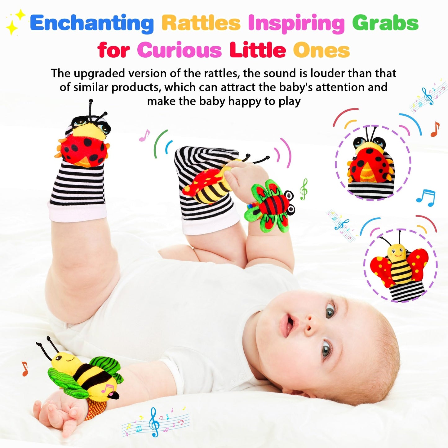 Baby Rattles 0-6 Months: Baby Toys 0-6 Months Baby Gifts For Boys Girl Infant Toys Baby Wrist Rattles Socks & Foot Finder Set Ba