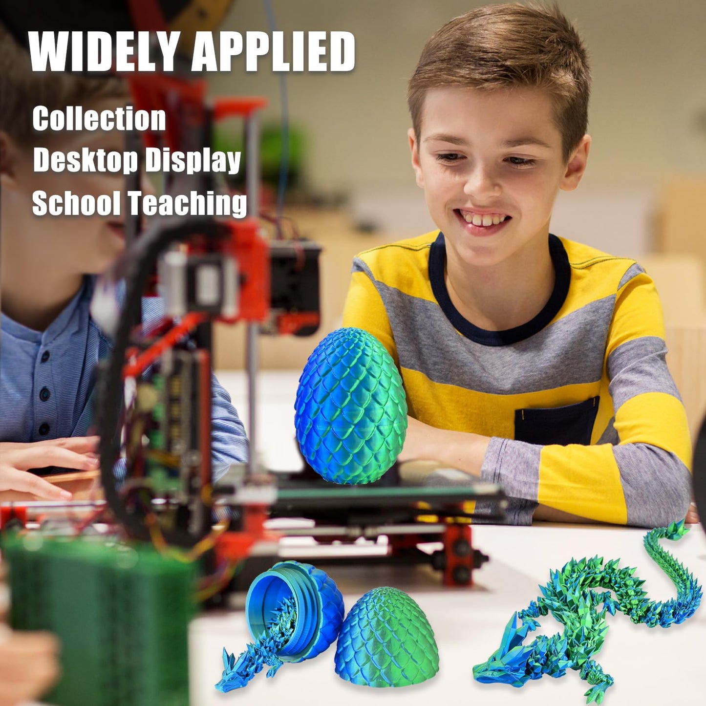 Locyfens 3D Printed Dragon Eggs With Dragon Inside, Articulated 3D Dragon Toys With 3D Dragon Eggs, Crystal Dragon Blue Green