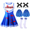 Didaey 6 Pcs Girl Zombie Costume Kids Halloween Cheerleader Costume Scary Halloween Party Cosplay (Blue,L)
